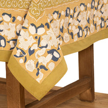 Forest Harvest Mustard & Blue | French Tablecloths: 71" x 142"