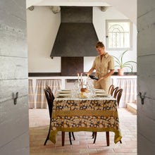 Forest Harvest Mustard & Blue | French Tablecloths: 71" x 142"