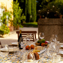 Forest Harvest Mustard & Blue | French Tablecloths: 71" x 142"