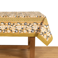 Forest Harvest Mustard & Blue | French Tablecloths: 71" x 142"