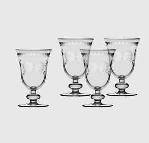 Goblet, Etched Fleur (Set of Four)