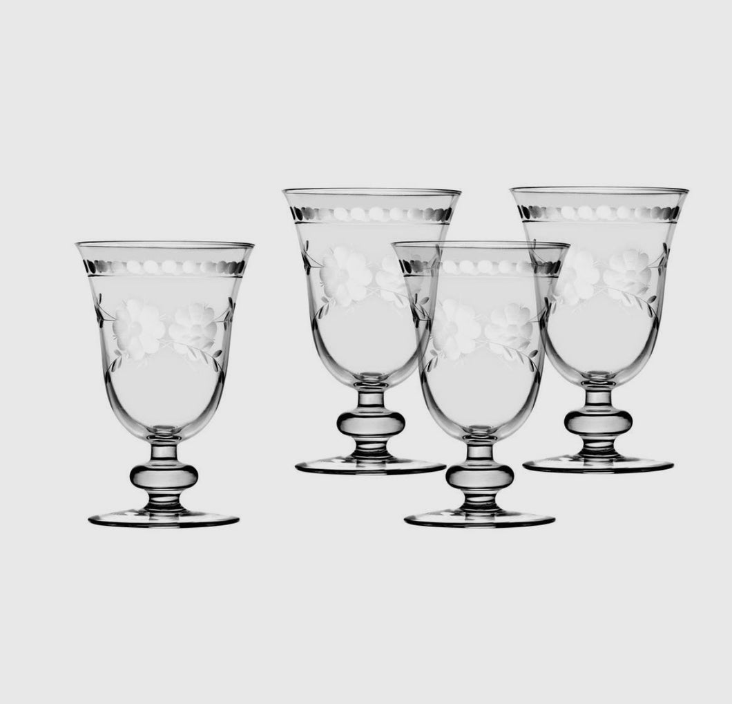 Goblet, Etched Fleur (Set of Four)