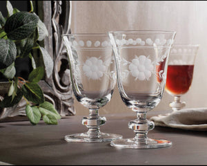 Goblet, Etched Fleur (Set of Four)