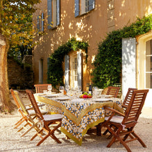 Forest Harvest Mustard & Blue | French Tablecloths: 71" x 128"