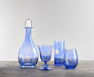 Glasses, Stemless Fleur Blue (Set of 4)