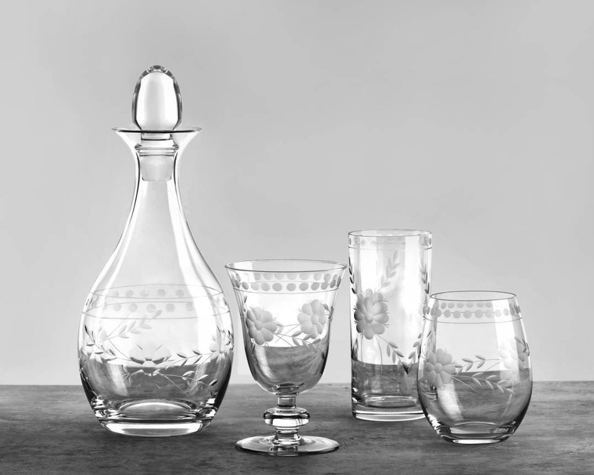Glass, Stemless Fleur Etched (Set of 4)