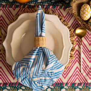 Napkins, Blue ZigZag Ruffle (Set of 4)