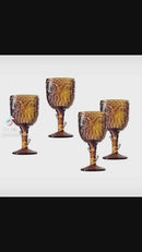 Goblet, Amber Owl (Set of 4)