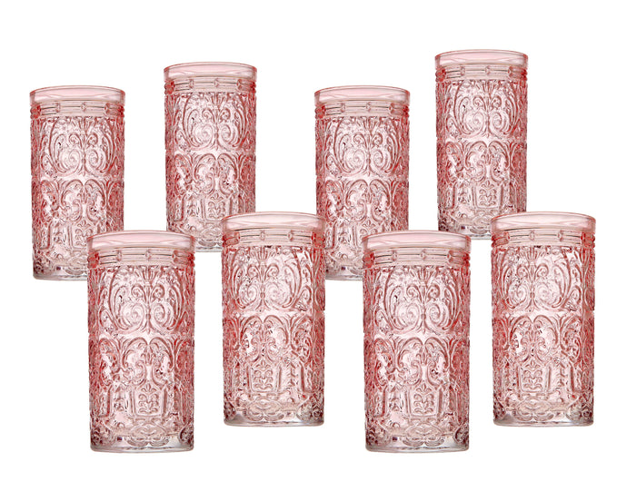 Glasses, Pink Highball Vintage (Set of 8)