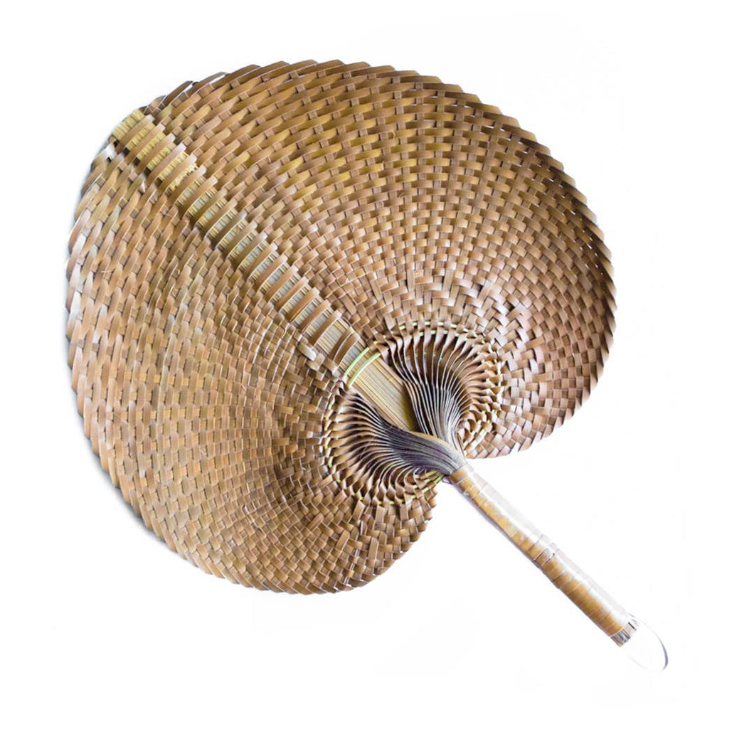 Woven Straw Hand Fan (Brown) - Raffia Rattan Wicker