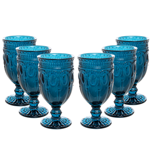 Embossed Glass Goblet 6½" 10oz 6pc/box - Navy