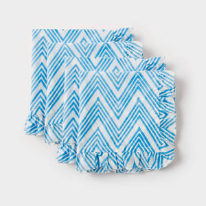 Napkins, Blue ZigZag Ruffle (Set of 4)