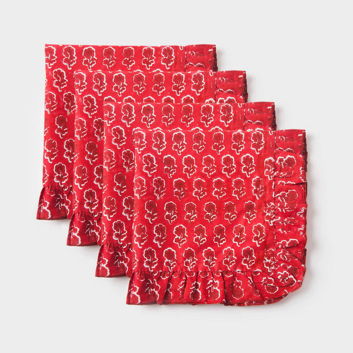 Napkins, Red Bandana Ruffle (Set of 4)