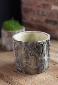 Faux Bois Trunk Planter | Table Terrain January tablescapes, men's table decorations, kitchen table arrangements