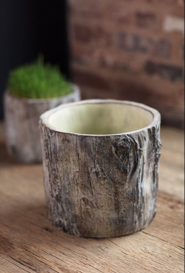 Faux Bois Trunk Planter-Large