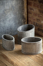 Planters, Ribbed Galvanized (Set of 3)