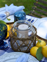 Wicker Basket Vase or Hurricane | Table Terrain winter table centerpieces, simple candle centerpieces, inexpensive table centerpieces