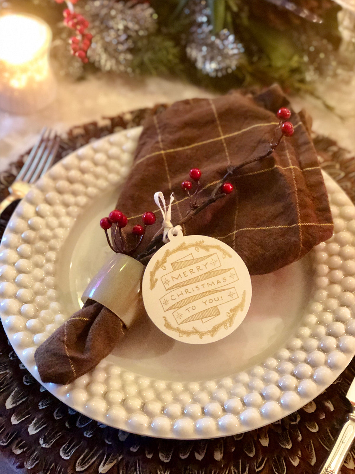 Merry Christmas Gift Tags. | Table Terrain winter table centerpieces, simple candle centerpieces, inexpensive table centerpieces