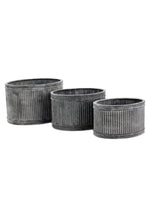 Planters, Ribbed Galvanized (Set of 3)