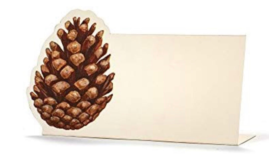 Pinecone Place-cards | Table Terrain January tablescapes, men's table decorations, kitchen table arrangements