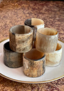 Natural horn napkin rings, set of eight, with unique color variation