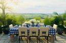 Blue-and-white tablescape with decorative vases from the You Blue Me Away kit