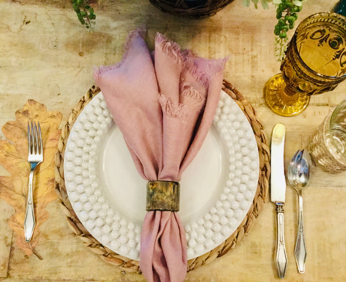 Napkins, Mushroom Pink Stonewashed (Set of 8) 100% Linen