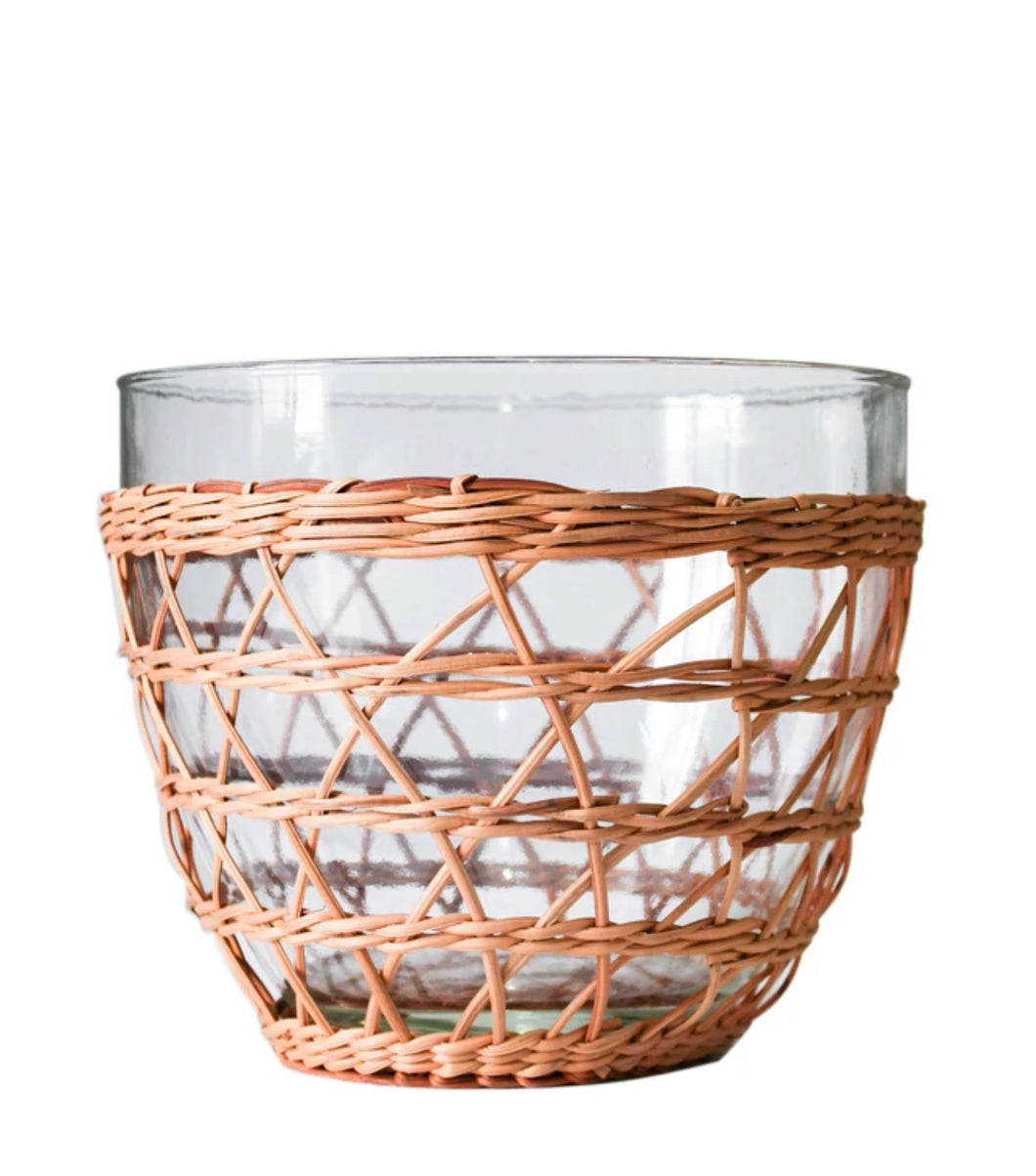 Serving Bowl, Wicker Wrapped Medium