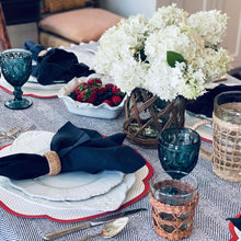 Table Topper, Blue w/Pom-Poms.