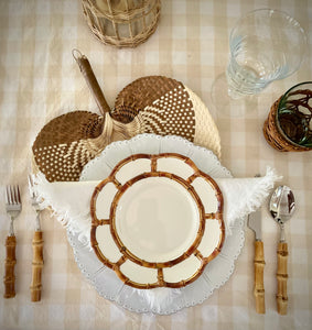 Placemat, Fan (Natural Brown) - Raffia Rattan Wicker