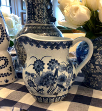 Pitcher, Blue and White Hand Painted