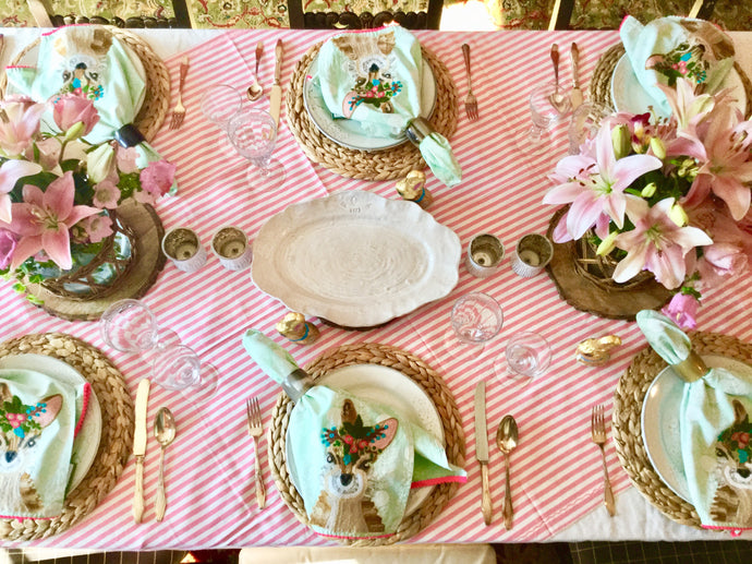 Table Topper, Pink Stripe