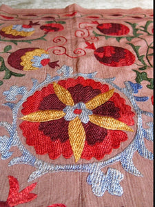 Handmade Vintage Suzani Table Cover | Table Terrain build your own tablescape, custom tablescapes, modern table centerpieces, elegant table centerpieces